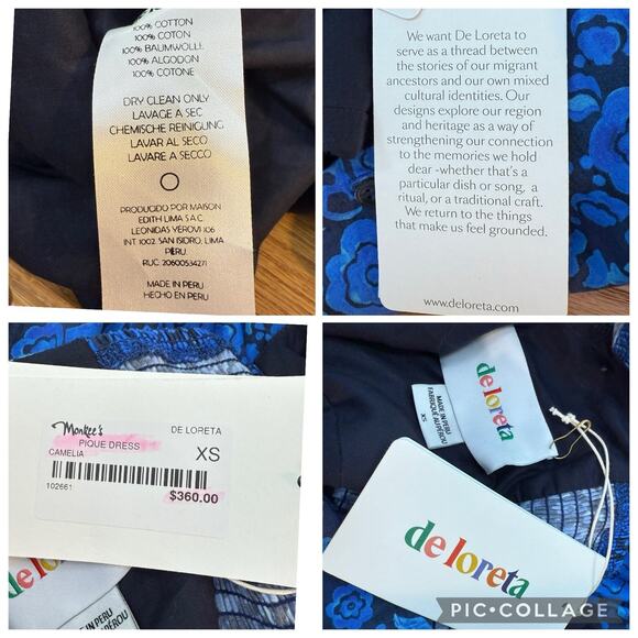 New DE LORETA Pique Dress in Camelia XS Mini Puff Sleeve Smocked Full Button - Picture 14 of 16